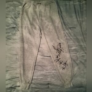 Cozy Gray Sweatpants with Butterfly Design